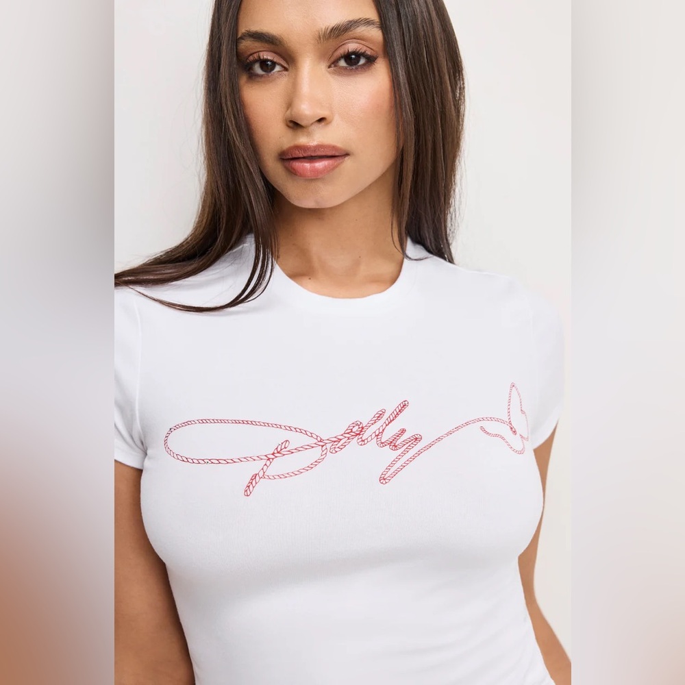 NEW Good American X Dolly Parton DOLLY SIGNATURE SUPER STRETCH BABY TEE